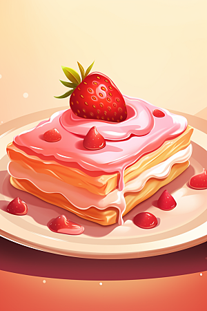 可爱草莓巴菲高清水果蛋糕插画