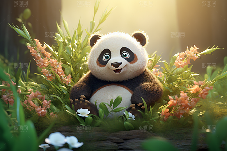 可爱动物拟人森林模型