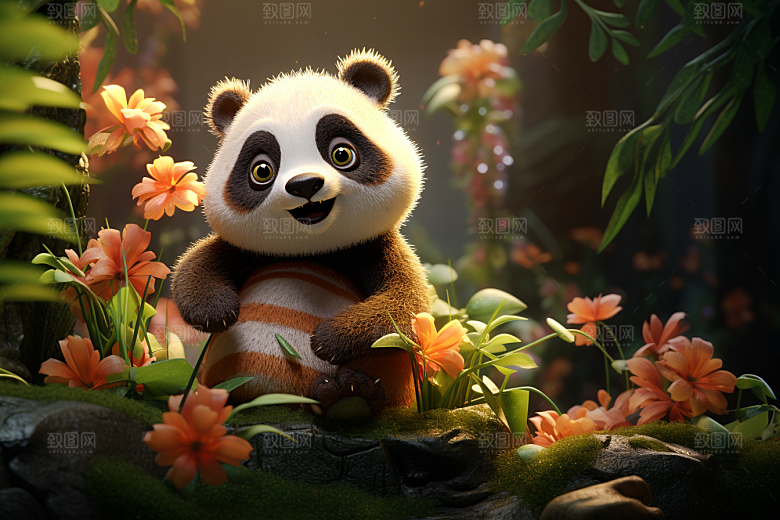 可爱动物3D童话模型