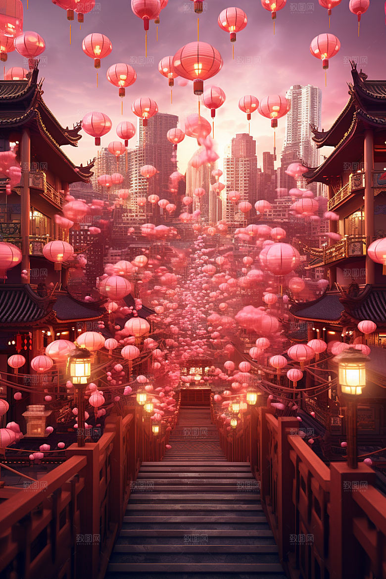 国潮电商展台红色年货背景