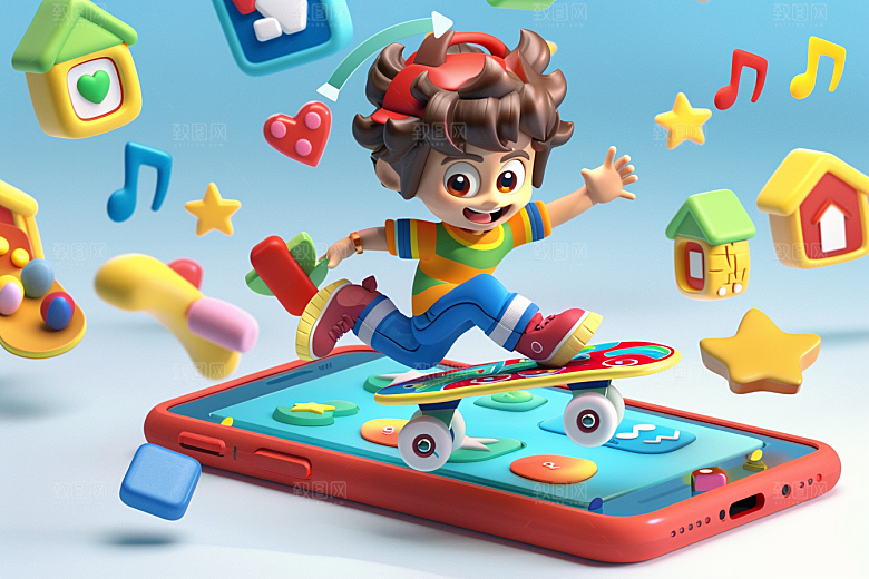 数码产品创意卡通形象立体素材