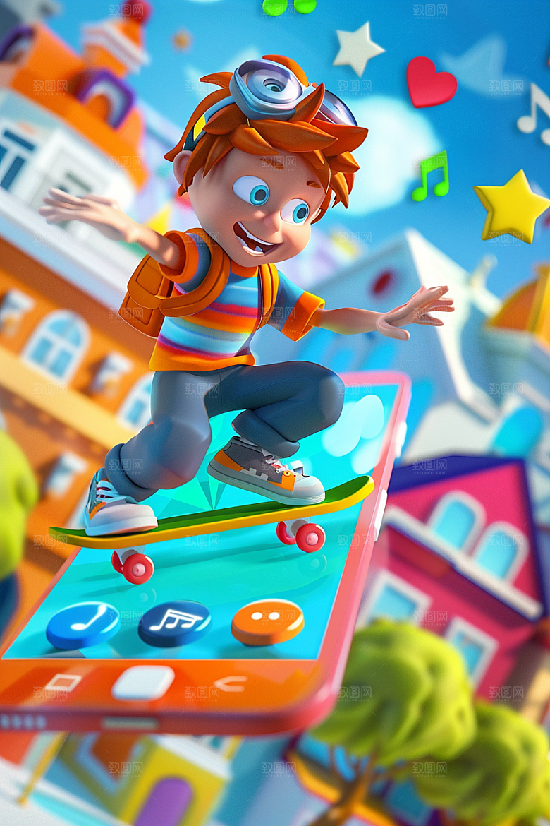 数码产品创意卡通通讯设备形象素材