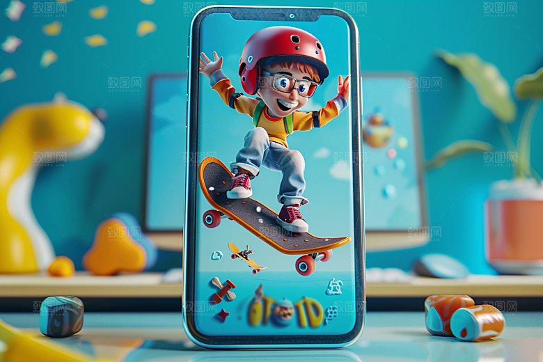 数码卡通人物3D电子生活模型