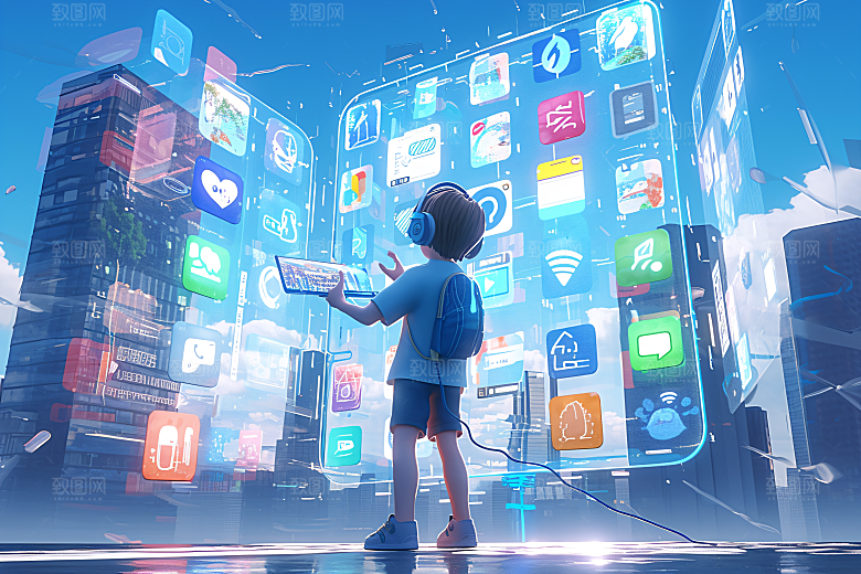 科技少年卡通电子模型