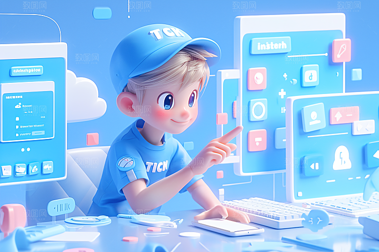 科技少年人物科技感模型