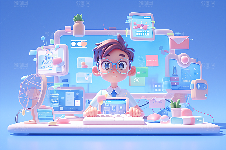 科技少年C4D卡通模型