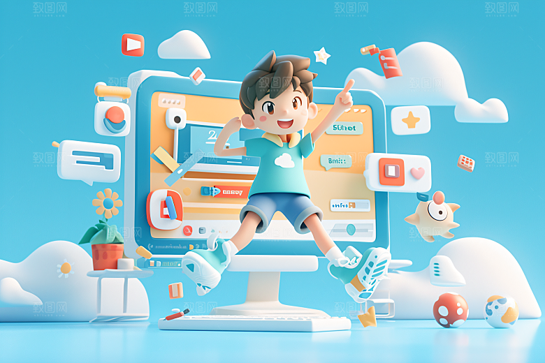 科技少年立体APP模型
