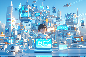 科技少年卡通APP模型