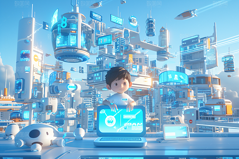 科技少年卡通APP模型
