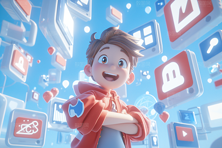 科技少年人物C4D模型