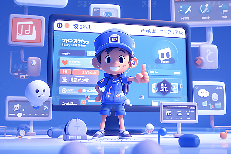 科技少年卡通高清模型
