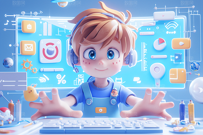 科技少年卡通电子模型