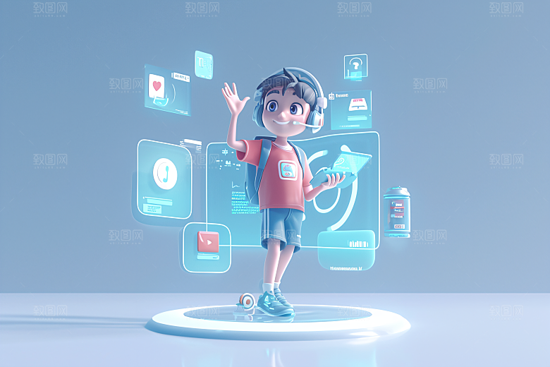科技少年立体卡通模型