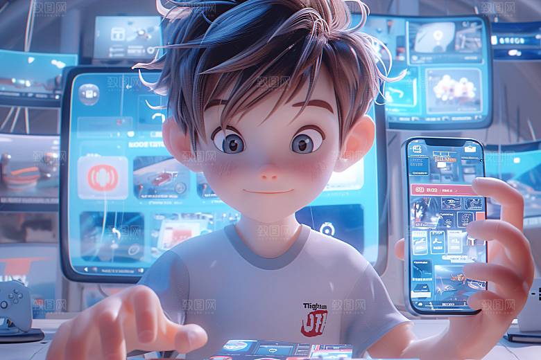 科技少年卡通科技感模型