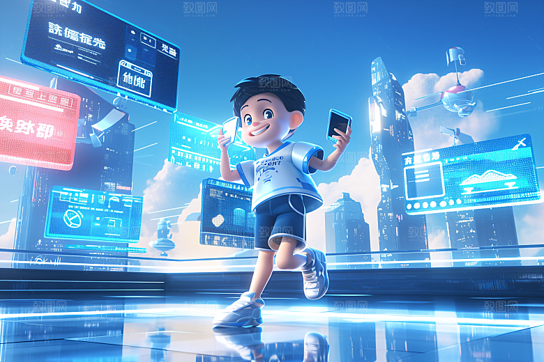科技少年数据卡通模型