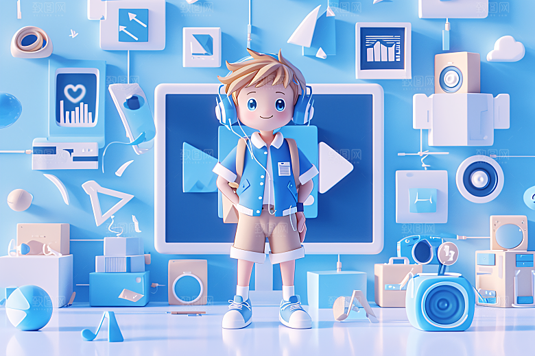 科技少年人物C4D模型