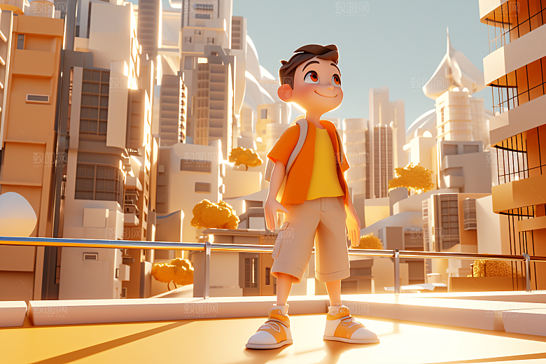 科技少年C4D卡通模型