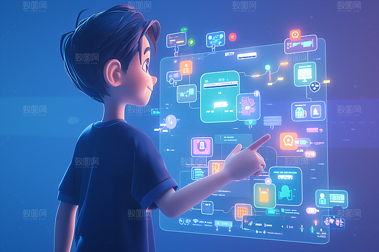 科技少年科技感数字模型