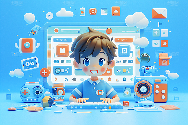 科技少年卡通未来模型