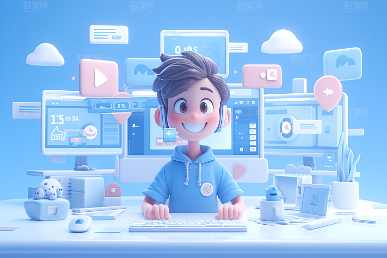 科技少年人物C4D模型