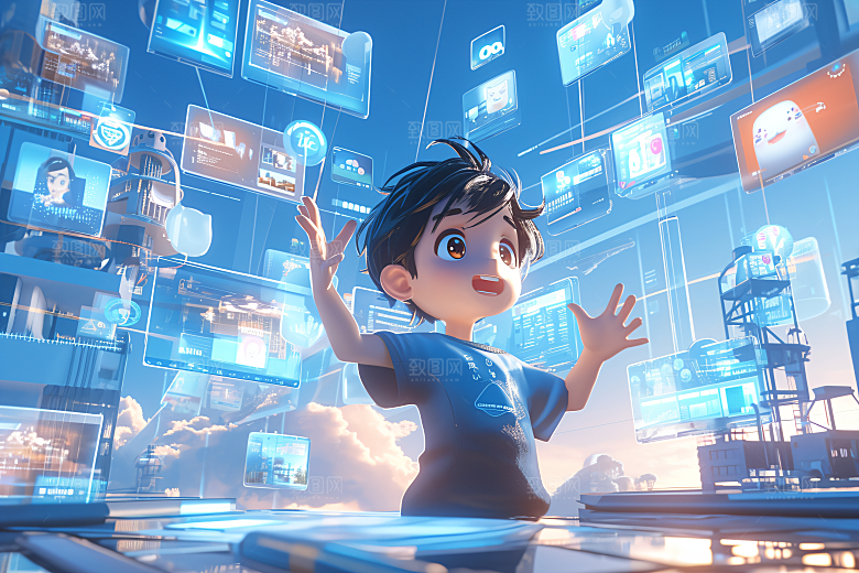 科技少年3D卡通模型