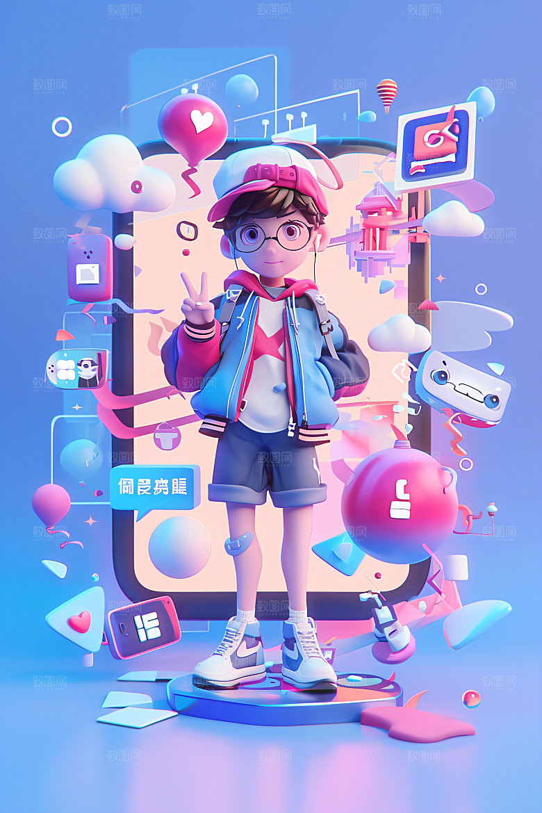 科技少年人物立体模型