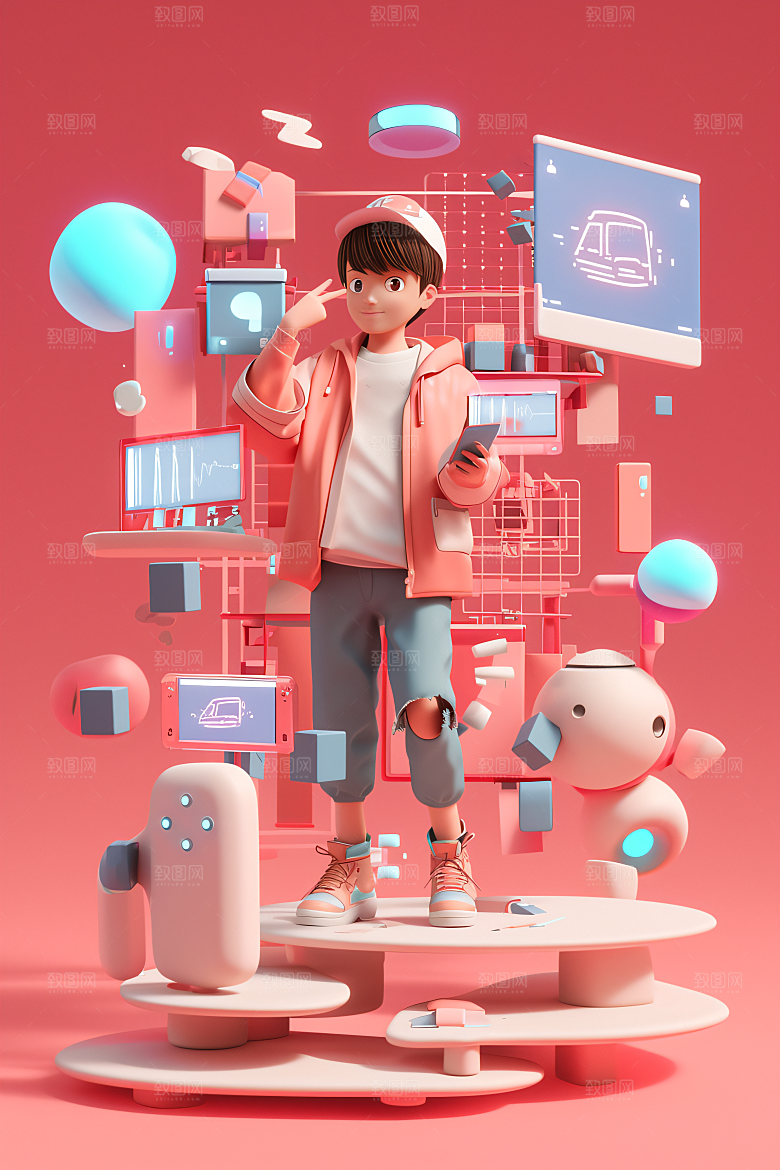 科技少年3D科技感模型