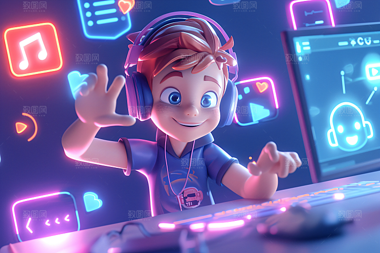 科技少年人物C4D模型