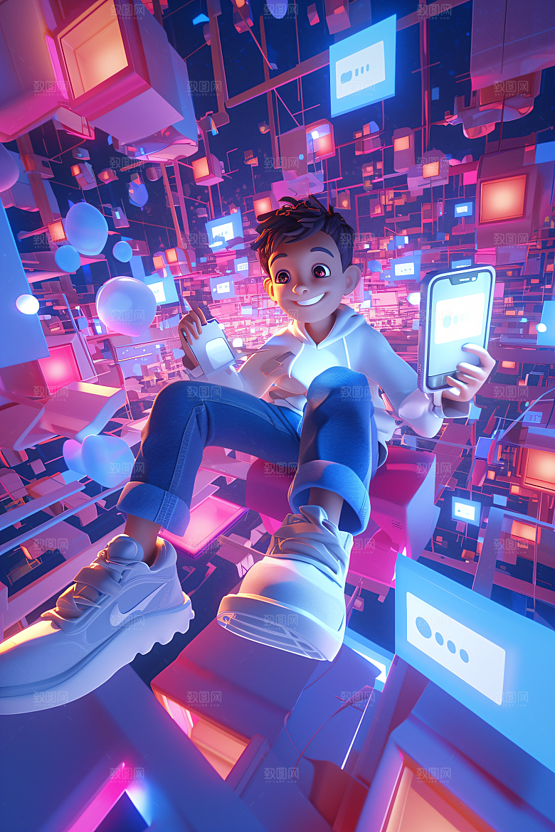 科技少年人物未来模型