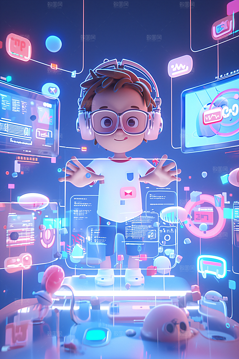 科技少年卡通人物模型