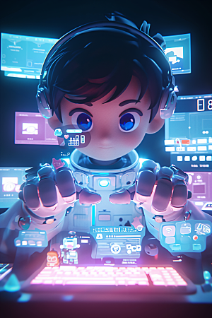 科技少年未来卡通模型
