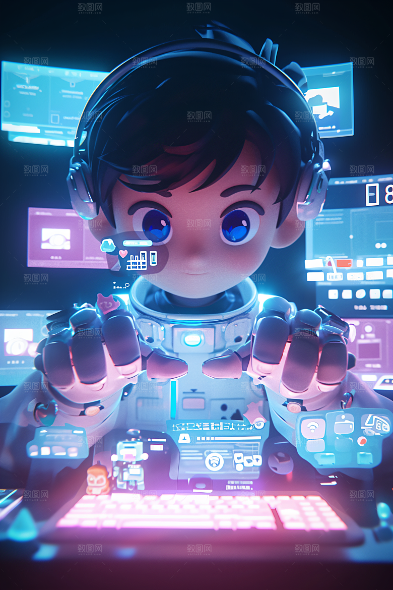 科技少年未来卡通模型