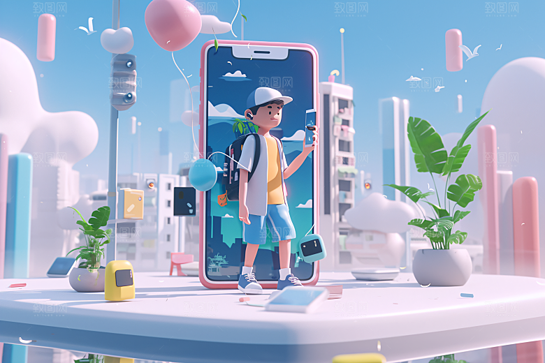 科技少年科技感人物模型