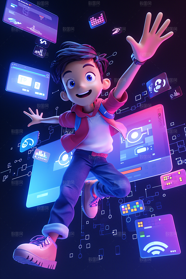 科技少年人物数码模型