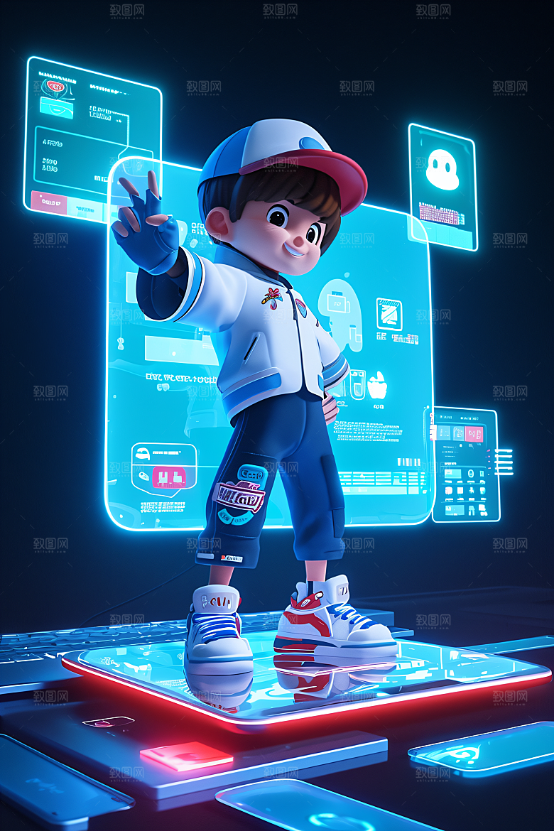 科技少年数字科技感模型