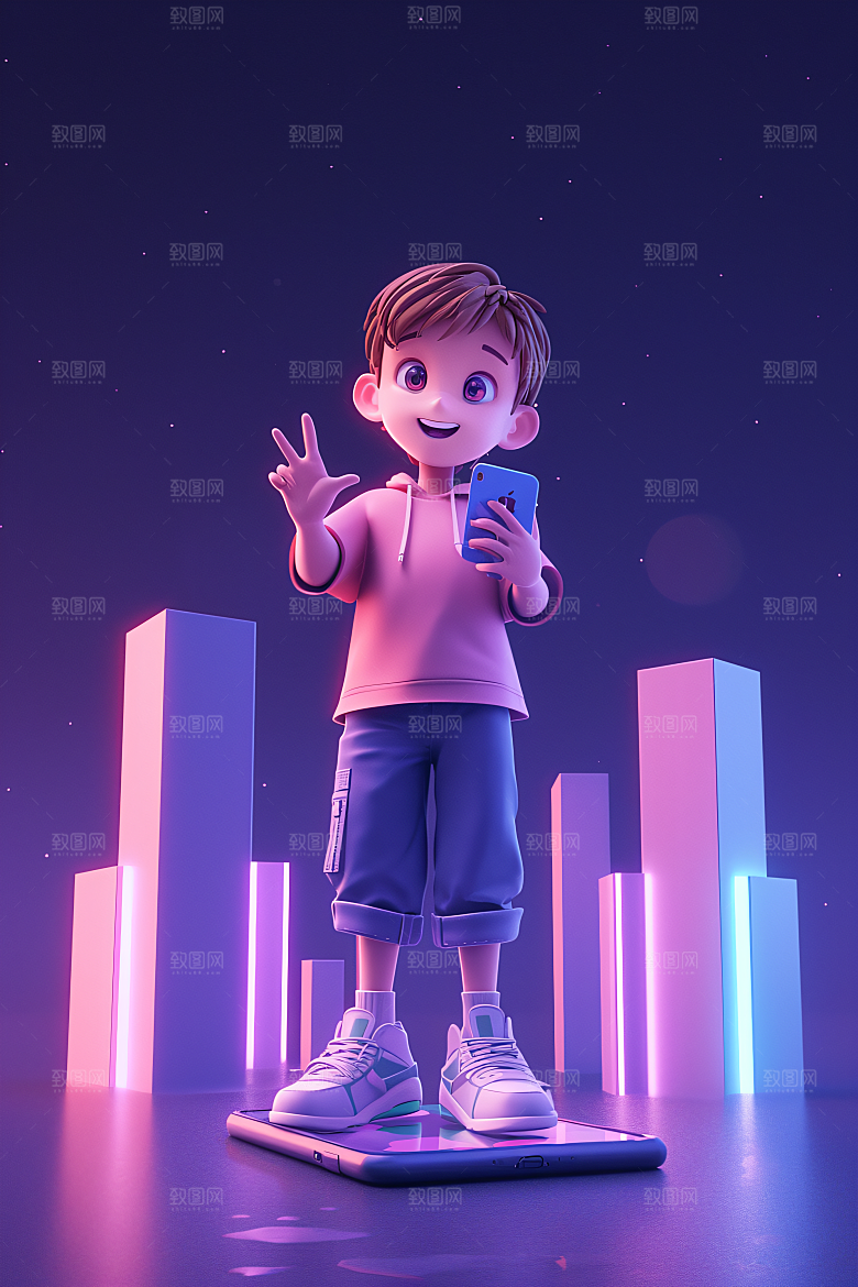科技少年卡通高清模型