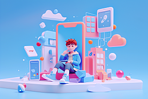 科技少年3D卡通模型