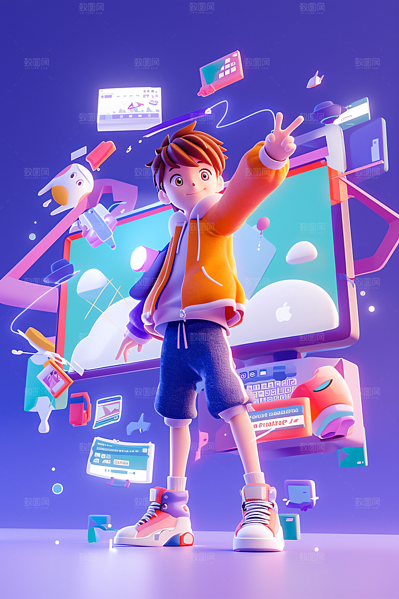 科技少年人物3D模型