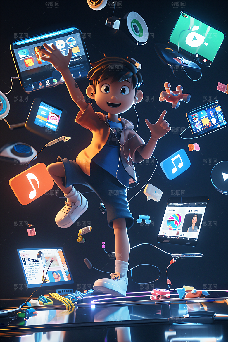 科技少年C4D卡通模型