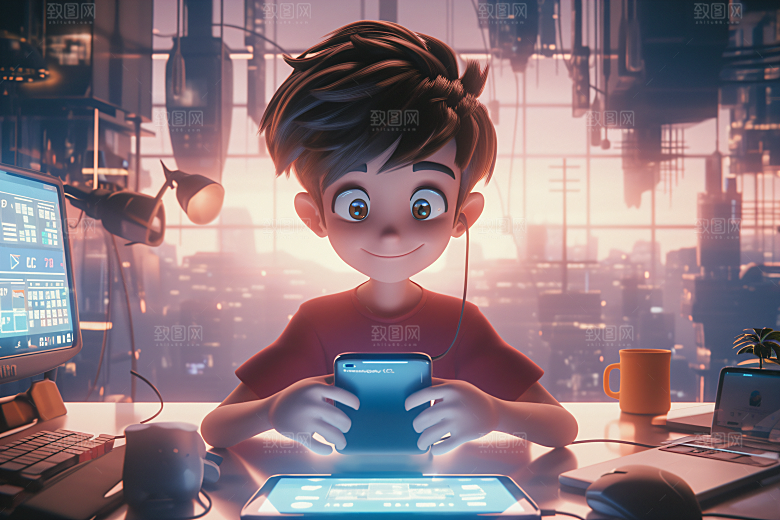 科技少年人物C4D模型