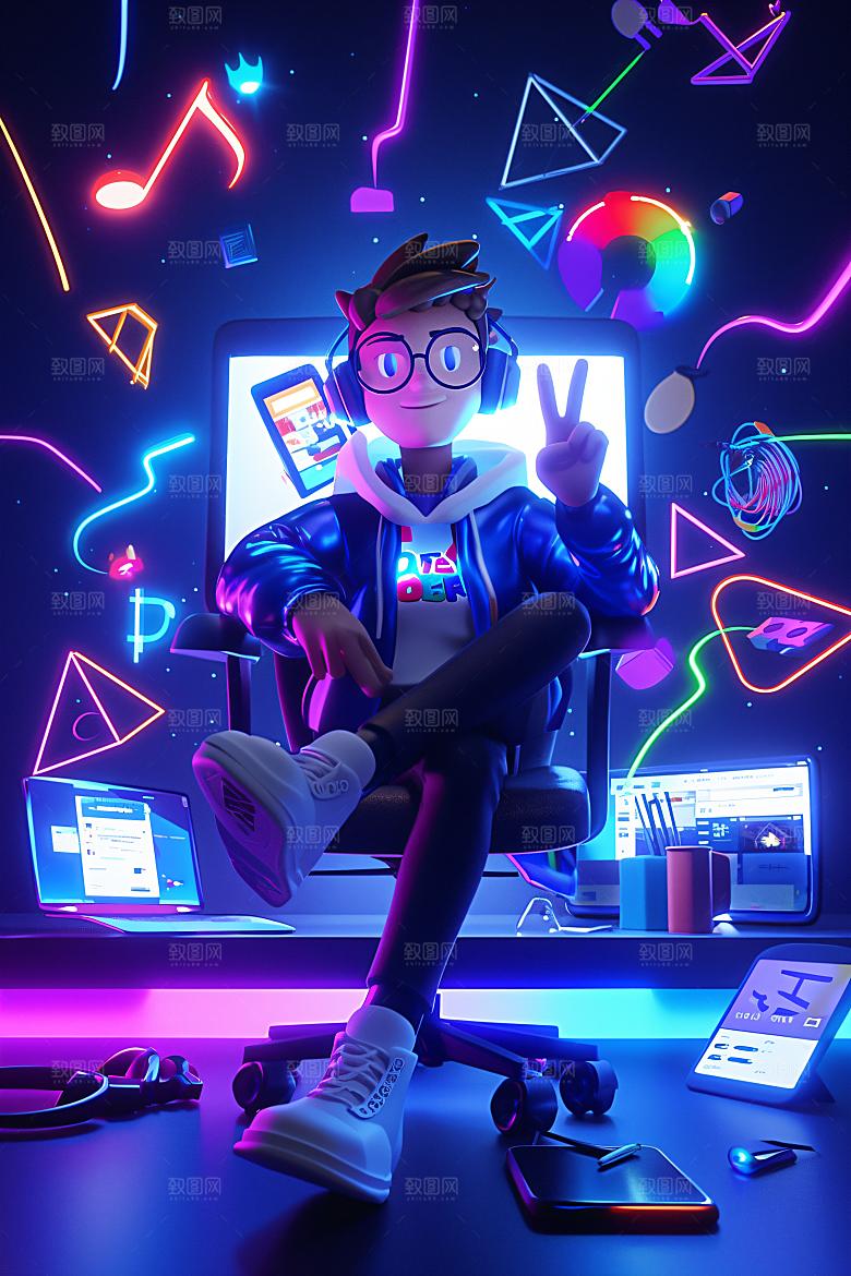 科技少年科技感高清模型