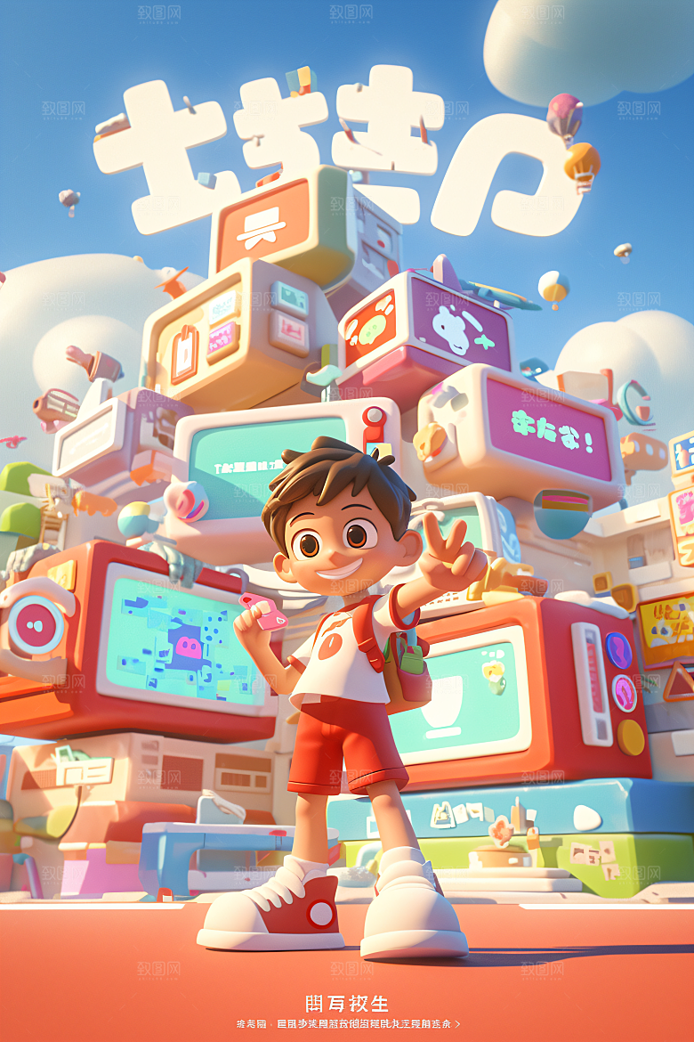 科技少年C4D卡通模型