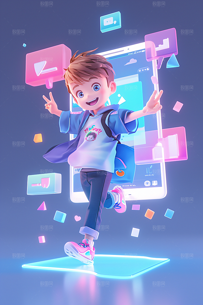 科技少年科幻人物模型