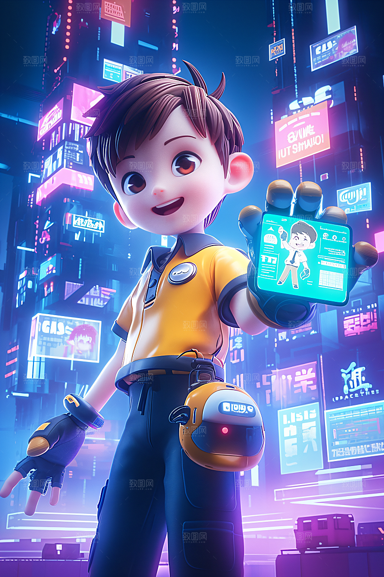科技少年人物数字模型