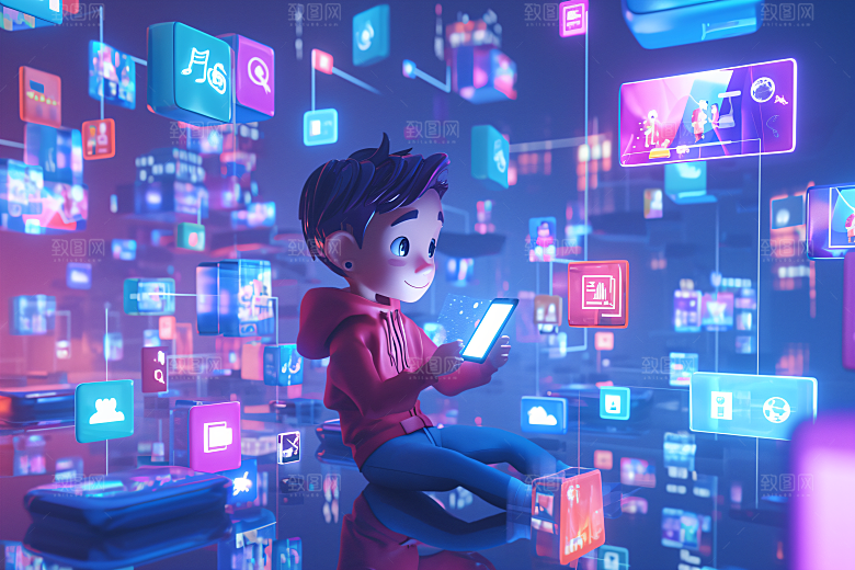 科技少年卡通数字模型