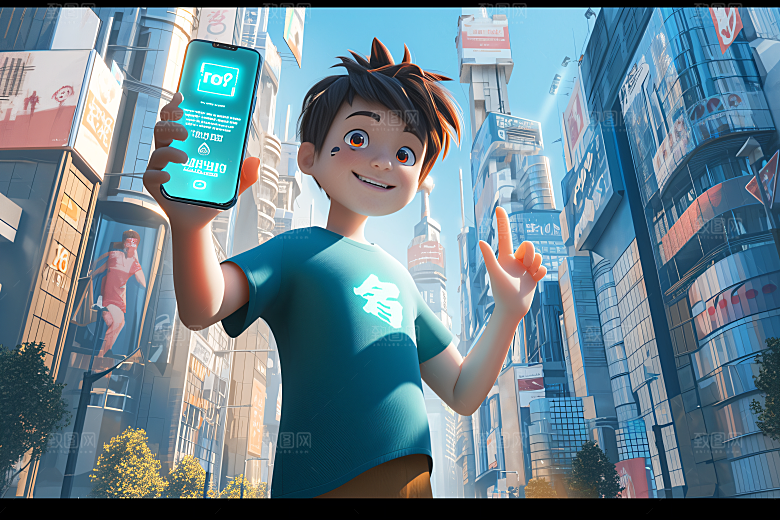 科技少年人物卡通模型