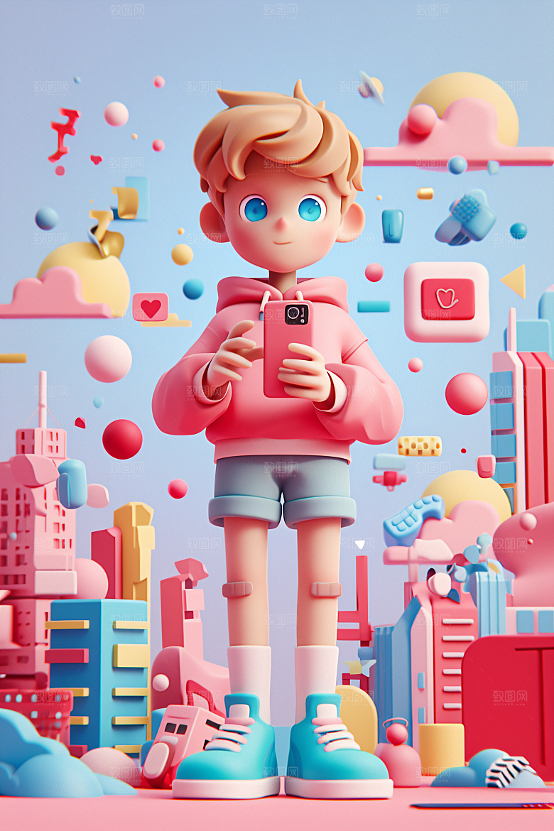 科技少年人物C4D模型