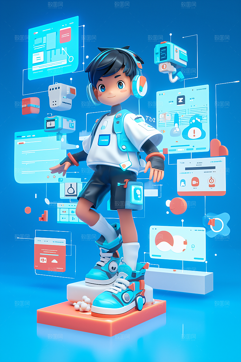 科技少年科技感3D模型