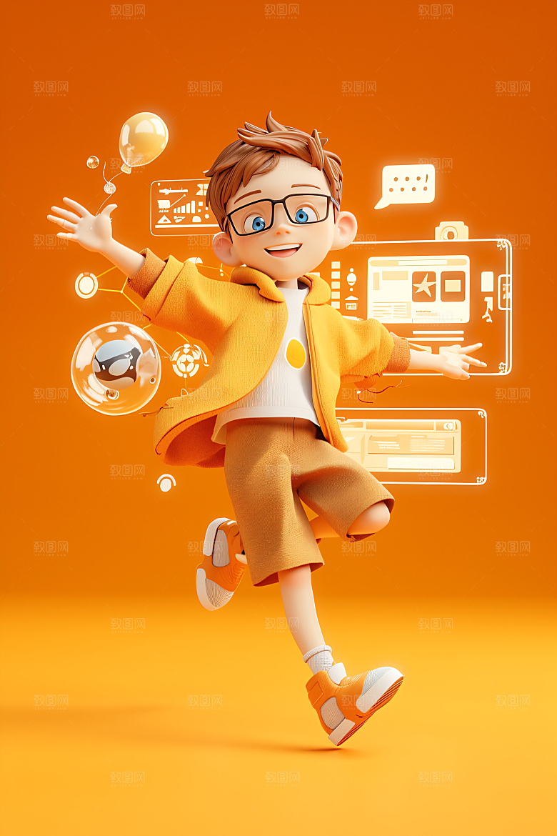 科技少年科技感数字模型