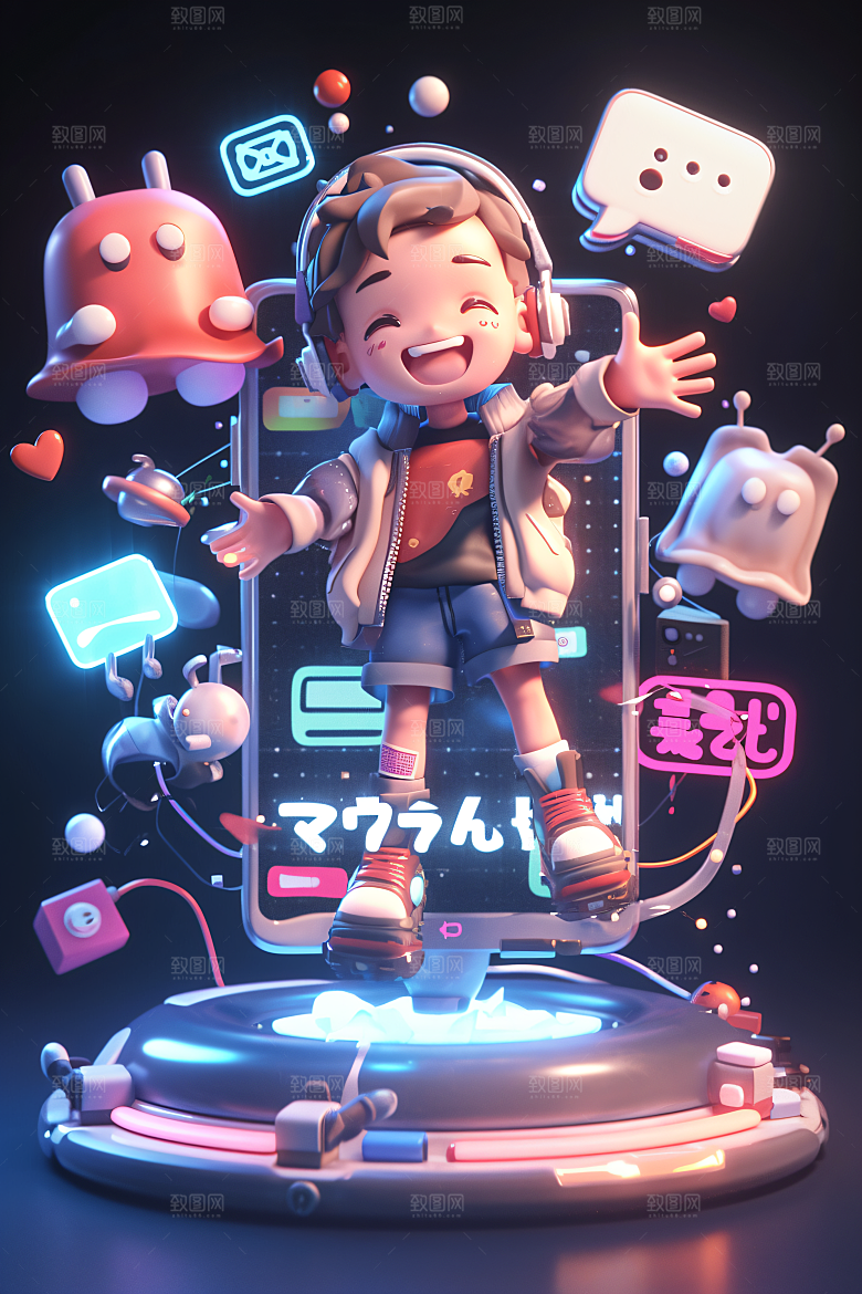 科技少年高清人物模型